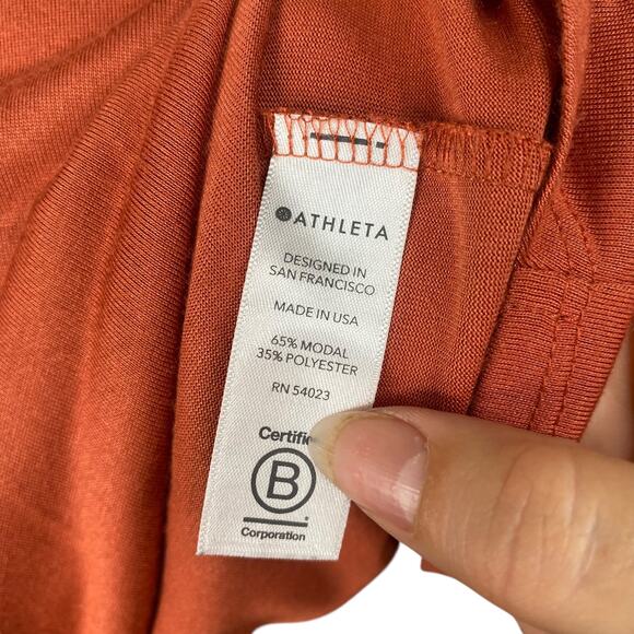 Athleta Dolman Tee Oversized Burnt Orange Draped T-Shirt Top SZ XS - Picture 10 of 12